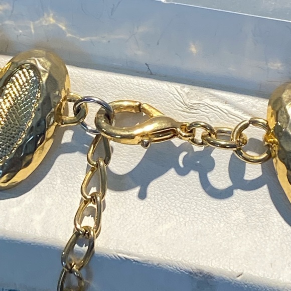 Fashionable Two Toned Gold & Silver w/ Red Accents Chunky Necklace - Picture 5 of 7